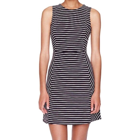 J. Crew Striped Fit & Flare Sleeveless Dress in Black & White Size 6 - Picture 1 of 10